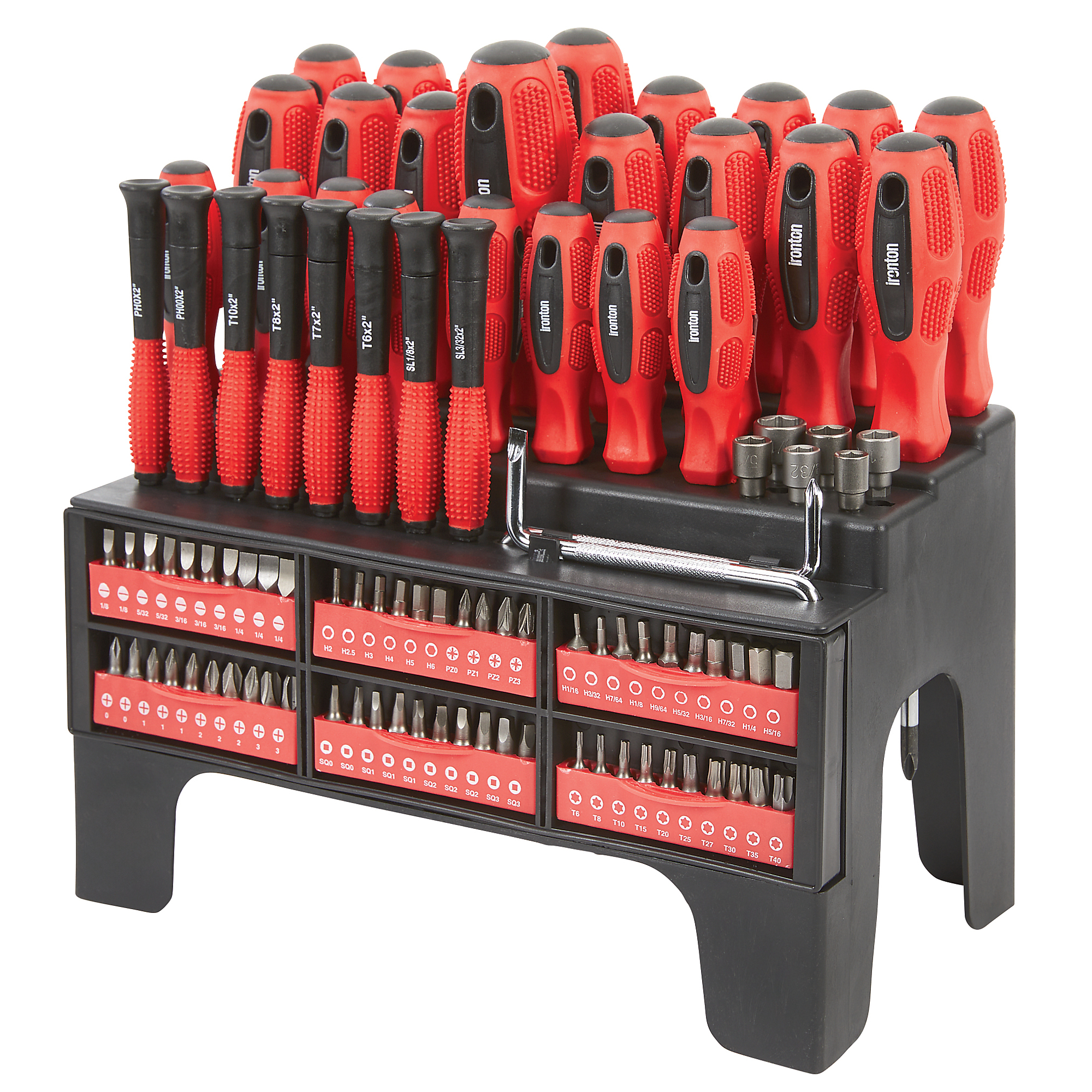 Ironton Screwdriver Bit Set with Storage Rack, 100-Pc.